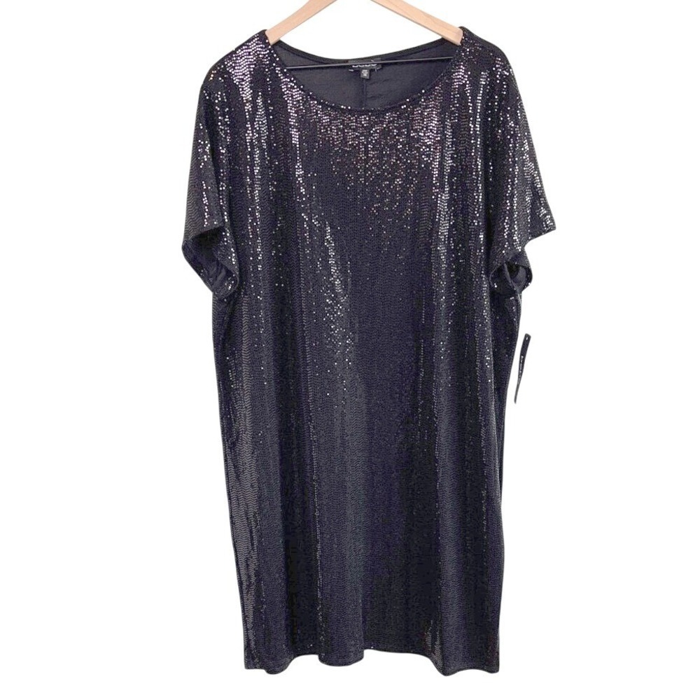 Bebe Black Sequin Mini Dress 3X Made in USA Sparkle Party Occasion‎